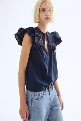 Blouse with Eyelet Embroidery