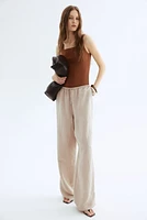 Straight linen-blend trousers