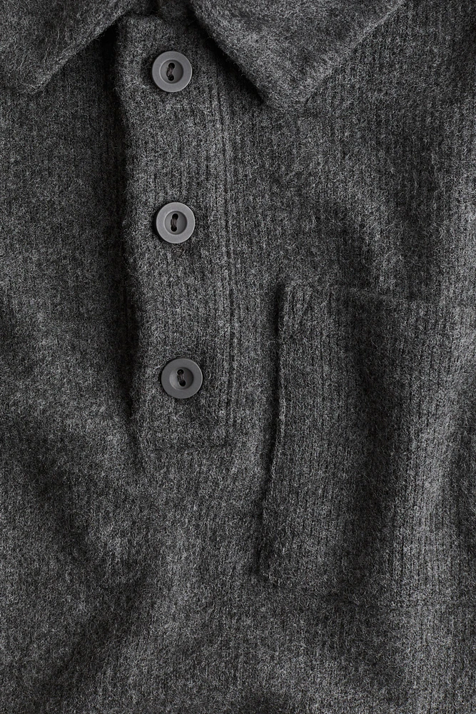 Rib-Knit Polo Shirt