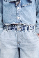 Paper-Bag Denim Shorts