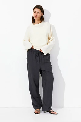 Linen-Blend Drawstring Pants