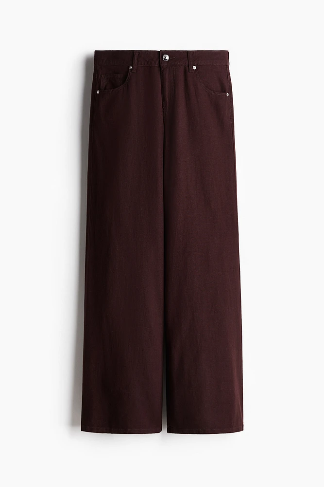 Wide-Leg Linen-Blend Pants