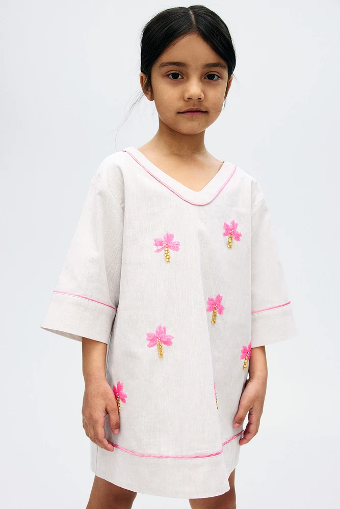 Sequined Linen-Blend Dress