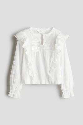 Flounced Cotton Blouse