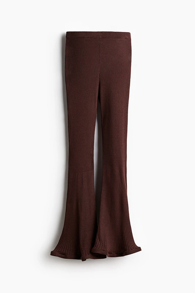 Pantalon en tricot côtelé de soie mélangée