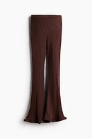 Pantalon en tricot côtelé de soie mélangée