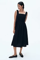 Pintuck-Detail Dress with Flared Skirt