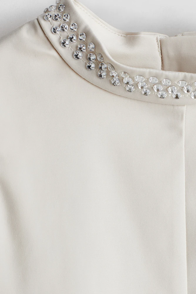 Rhinestone-Detail A-Line Dress