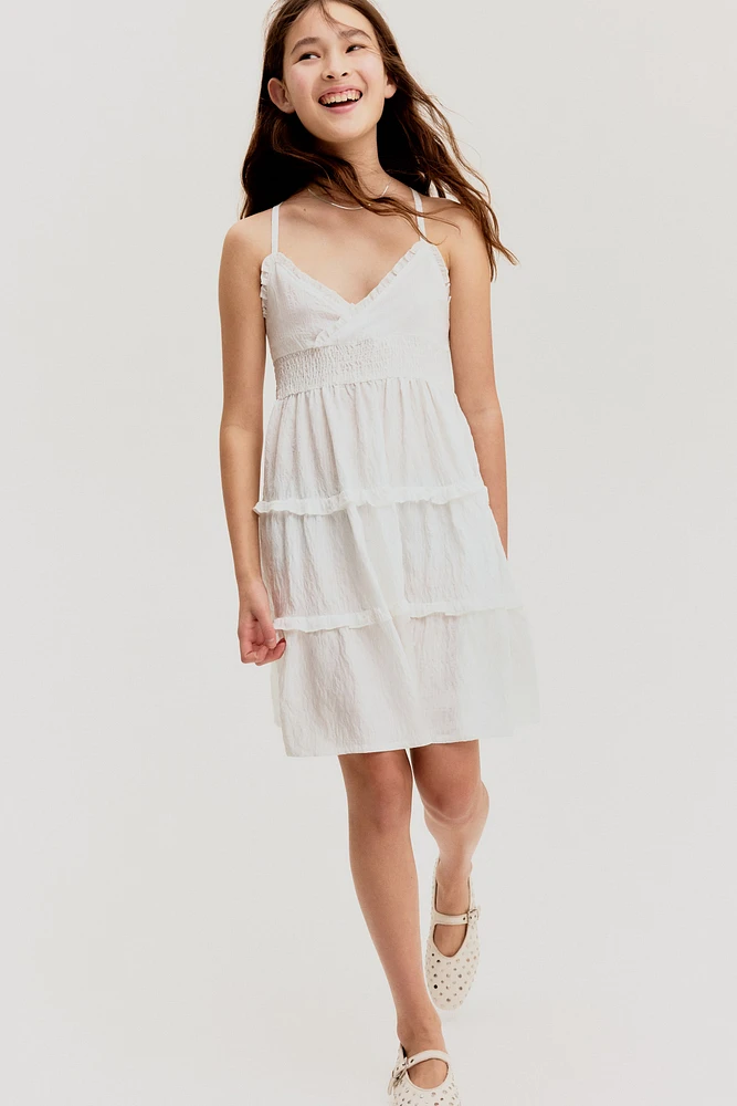 Smocked Ruffle-Trimmed Dress