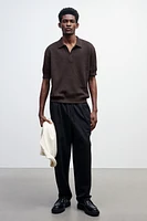 Regular-Fit Cable-Knit Polo Shirt
