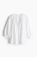 Balloon-sleeved poplin blouse
