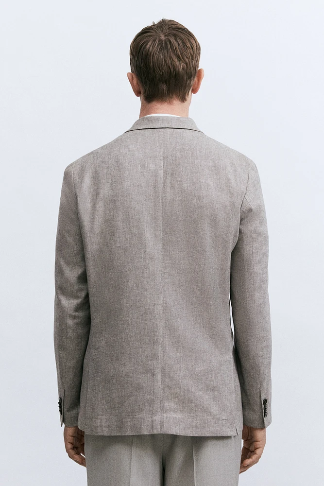 Relaxed-Fit Double-Breasted Linen-Blend Jacket