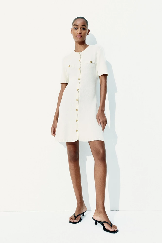 Rib-knit Button-front Dress