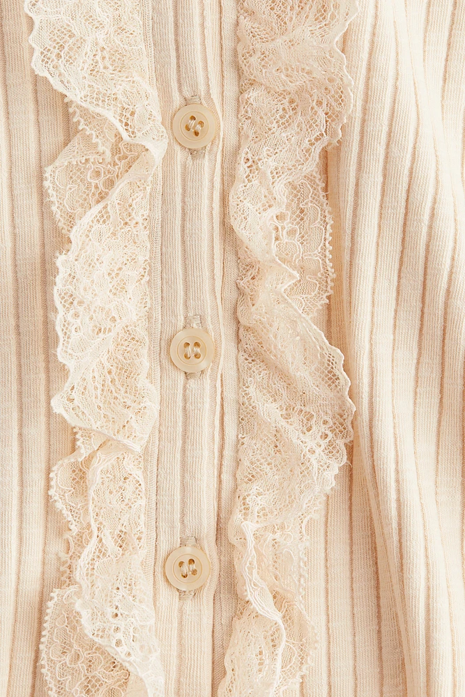 Lace-Detail Ribbed Sleeveless Top
