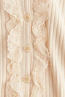 Lace-Detail Ribbed Sleeveless Top