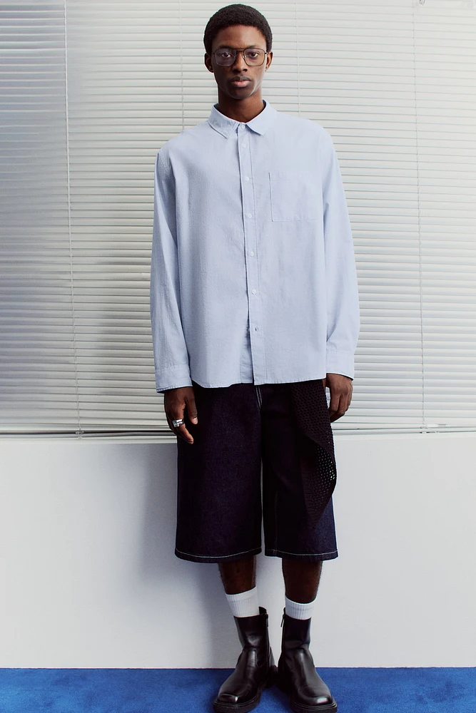 Oversized-Fit Seersucker Shirt