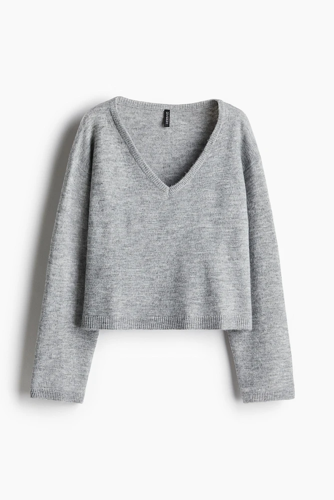 Fine-Knit V-Neck Sweater