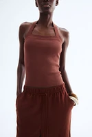 Linen-Blend Drawstring Pants