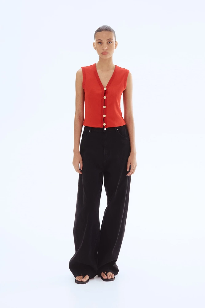 Button-Front Sweater Vest