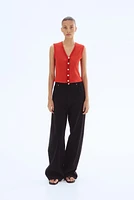 Button-Front Sweater Vest