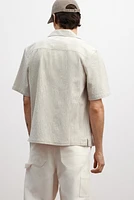 Chemise classique en lin mélangé à col cubain