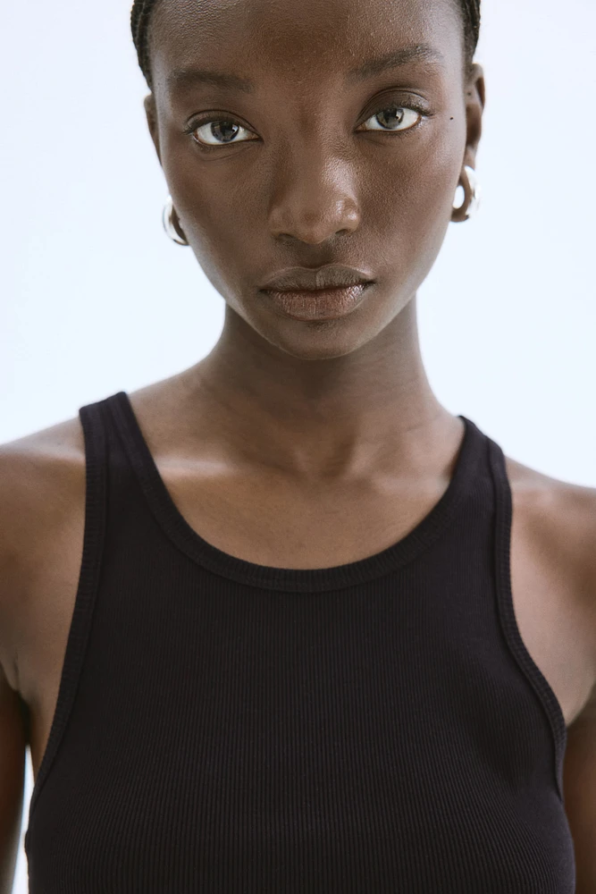 Ribbed Silk-Blend Tank Top