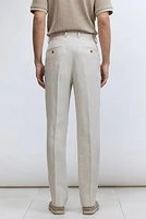 Pantalon de costume classique en lin mélangé