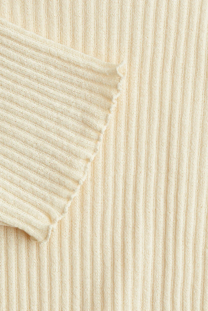 Linen-Blend Rib-Knit T-Shirt