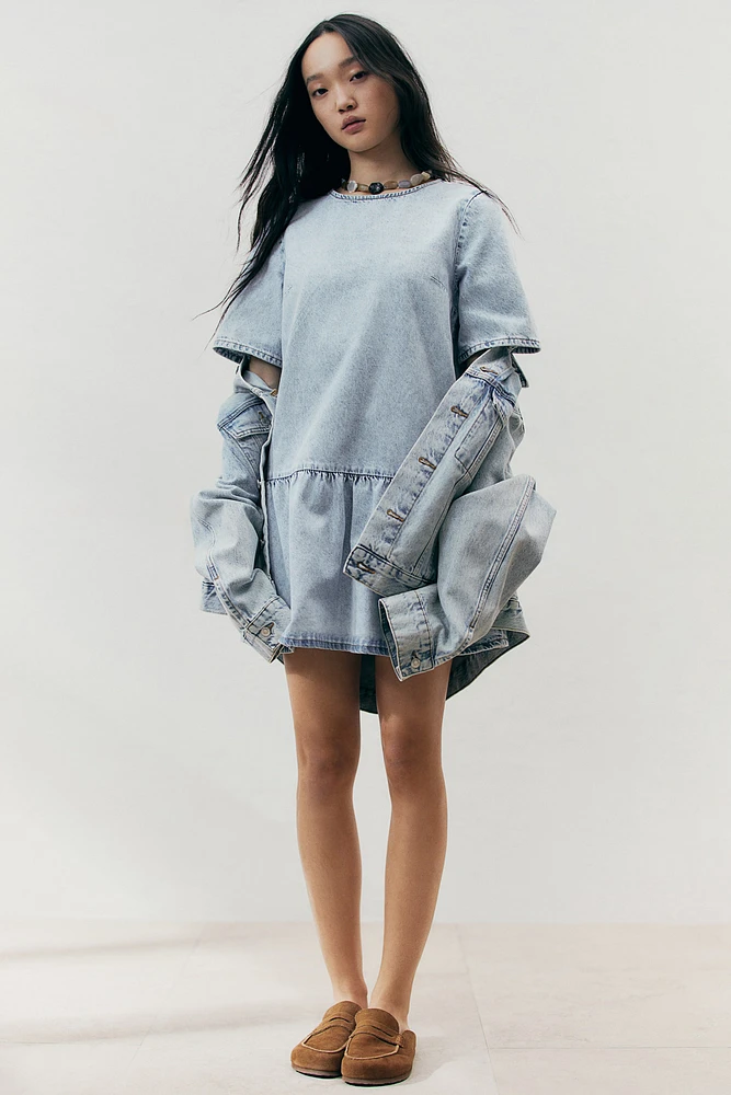 Tie-Detail Denim Dress
