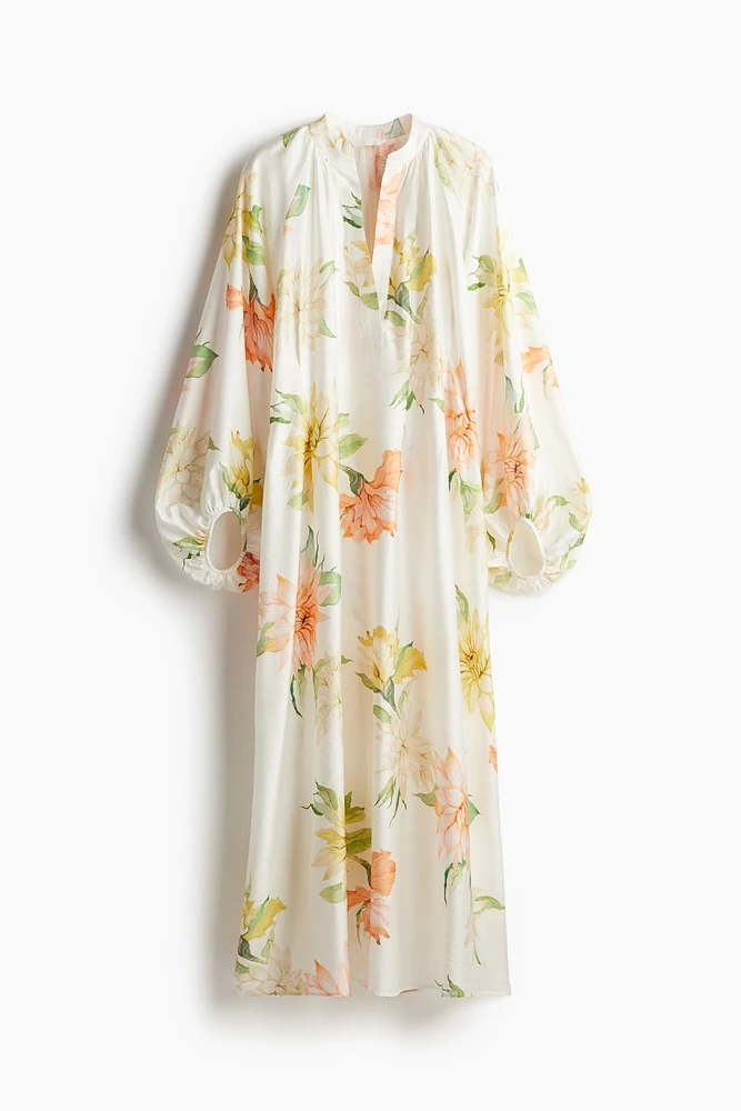 Balloon-sleeved Maxi Dress