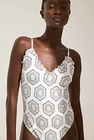 Ruffle-Trimmed Padded-Cup Swimsuit