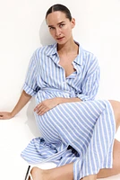 MAMA Linen-Blend Shirt Dress