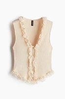 Lace-Detail Ribbed Sleeveless Top