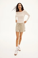 Scoop-Back Microfiber Top