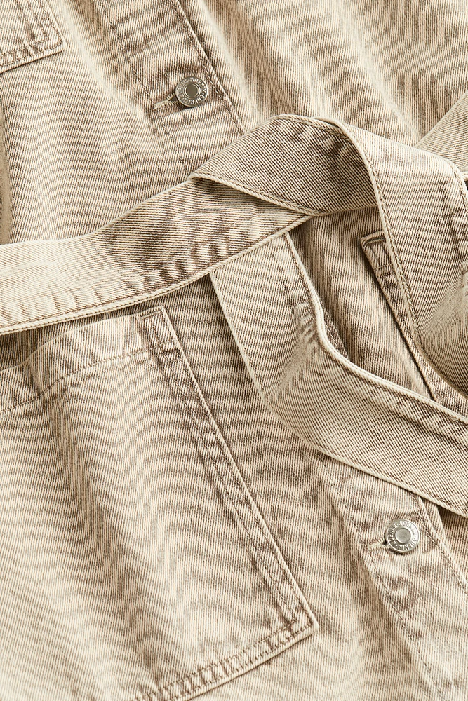 Tie-Belt Denim Jacket