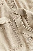 Tie-Belt Denim Jacket