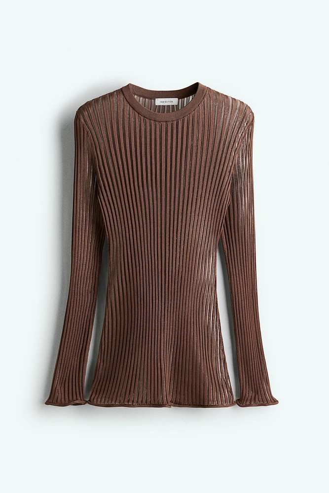 Sheer Rib-Knit Top