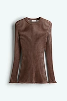 Sheer Rib-Knit Top