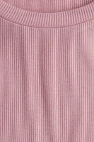 Lace-Trimmed Ribbed T-Shirt