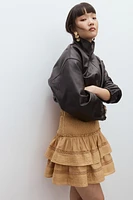 Lace-Inset Tiered Skirt