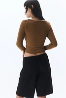 Knee-Length Linen-Blend Shorts