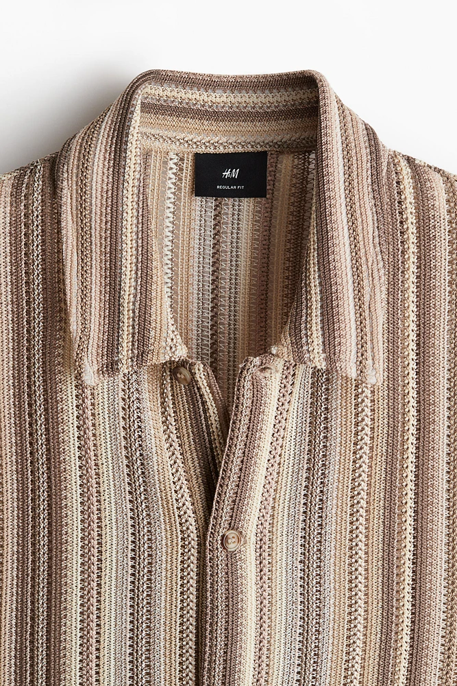 Regular Fit Crochet-Look Shirt