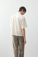 Chemise gaufrée ample à col cubain