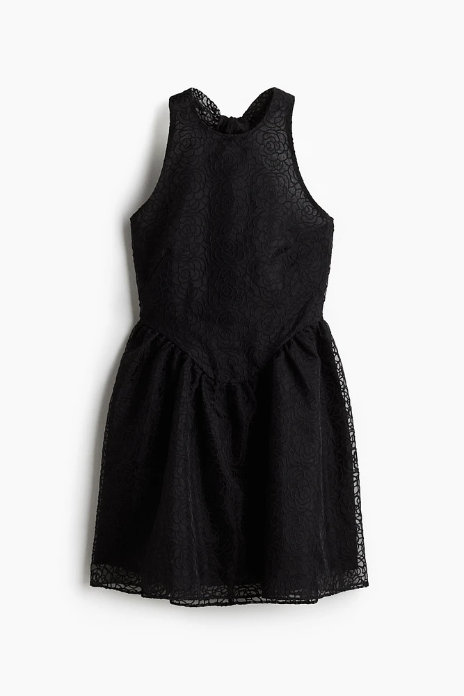Embroidered Halterneck Dress