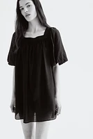 Balloon-Sleeved Tunic Dress