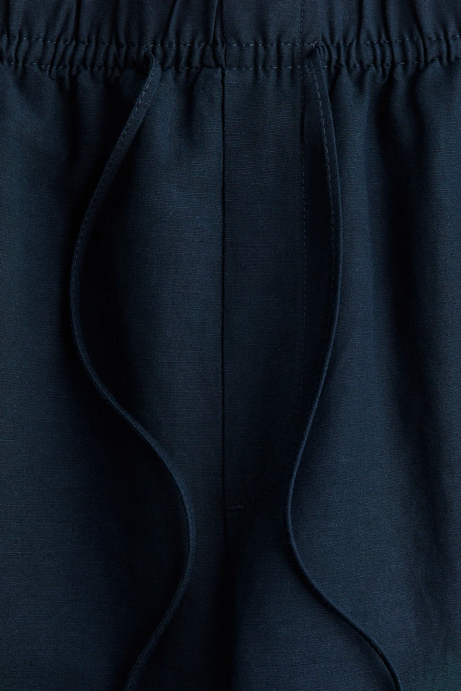Linen-Blend Drawstring Pants