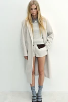 Brushed-Finish Tie-Belt Coat