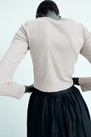 Ribbed Button-Front Top