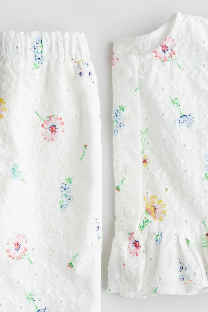 2-Piece Eyelet-Embroidered Set