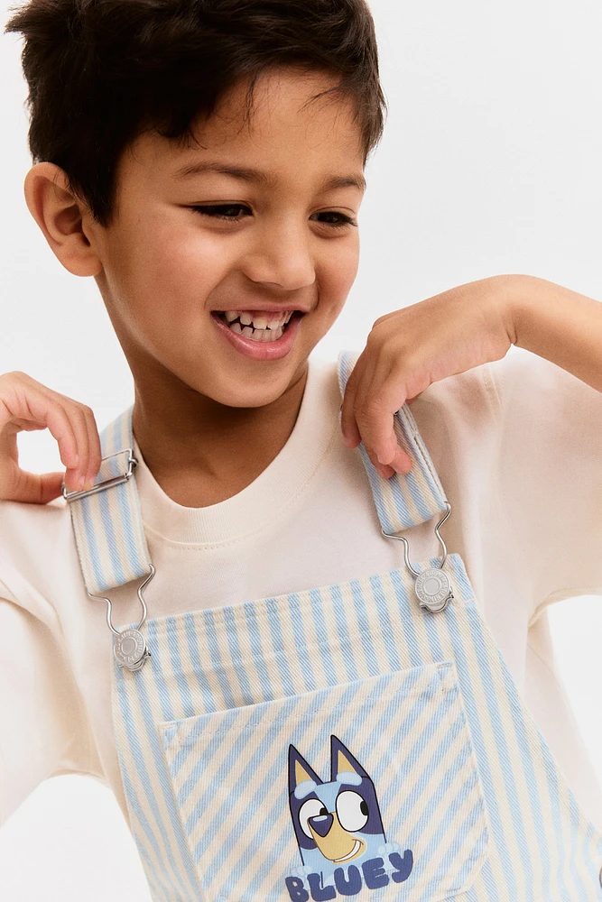 Printed-Motif Overall Shorts
